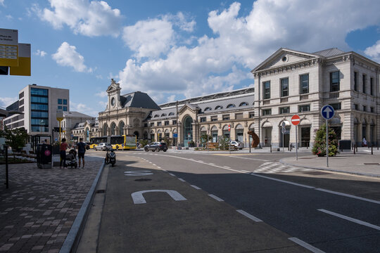 View of Namur railway station, the main station serving Namur, Wallonia, Belgium