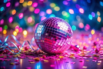 Miniature Pink Disco Ball Party: Tilt-Shift Festive Background