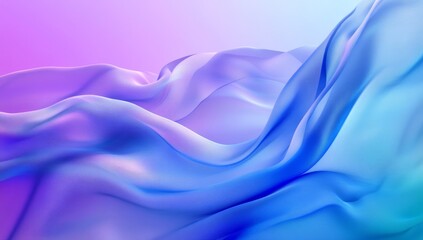 Obraz premium A close-up view of an abstract background with wavy blue and purple tones is displayed, incorporating 3D renders of metallic liquid, an abstract neon texture, a rainbow 3D holographic foil, and an
