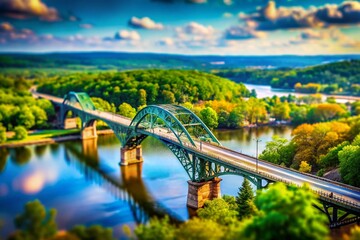 Fototapeta premium Miniature Point of Rocks Bridge, Maryland - Scenic Tilt-Shift Landscape
