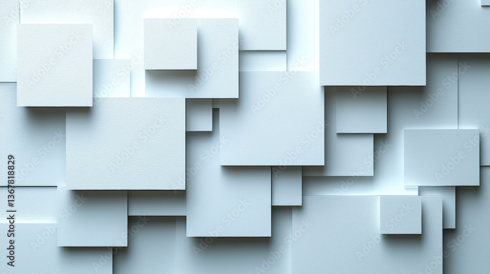Aufkleber clean and simple abstract background featuring composition of white geometric shapes and squares, cr