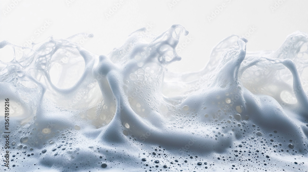 Aufkleber abstract image of white foam texture with air bubbles, creating a dynamic and airy visual, showcasin
