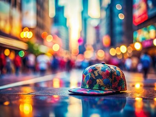 Miniature Snapback Cap on City Street, Tilt-Shift Photography