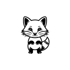 Cute Cartoon Fox Illustration - Minimalist Design, Smiling