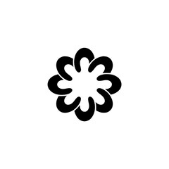 Minimalist Black Flower Icon on White Background