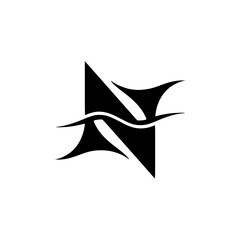 Obraz premium Abstract Black & White Logo - Dynamic Wave and Sail Design