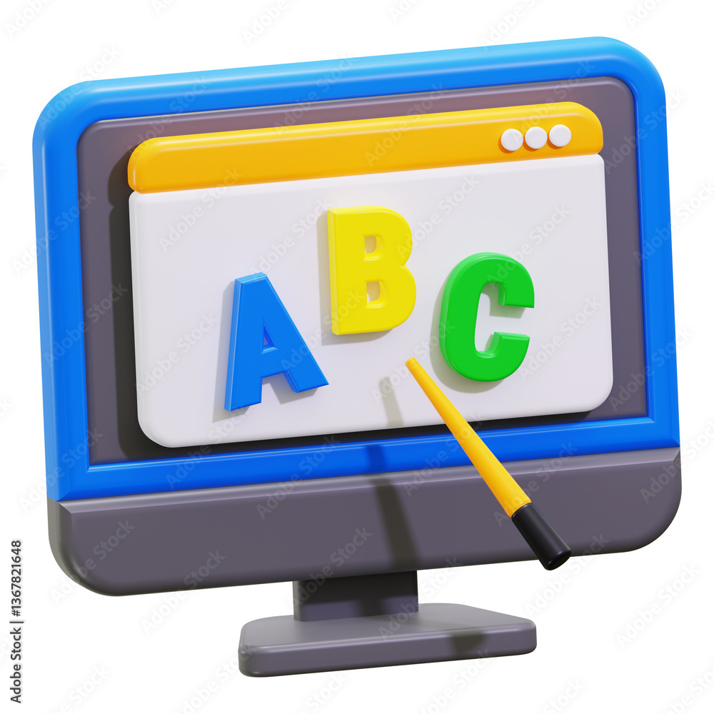 Fototapete Online teaching abc visualized in a 3d computer rendering, suitable for education websites, online courses, and technology presentations