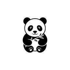 Adorable Panda Logo with Bamboo on Clean White Background