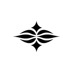 Minimalist Black Floral Ornament on White Background