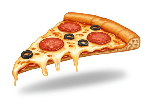 pizza slice with cheese, pepperoni, olives clip art preview