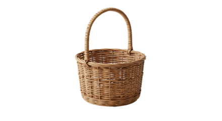 Isolated Woven Basket with Handle