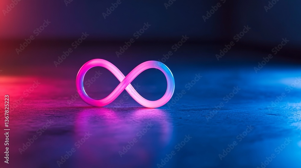 Poster A close-up view showcases a vibrant infinity loop made of overlapping color gradients, combining translucency and glowing edges against a deep blue backdrop