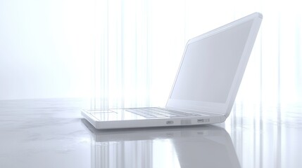 Modern White Laptop on Marble Surface