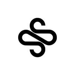 Minimalist Black & White Abstract Icon: Elegant Design Element