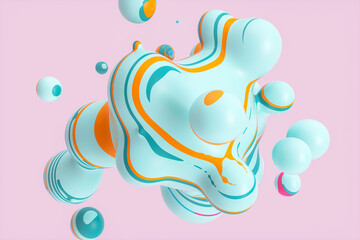 Obraz premium Abstract 3d art background with colorful marble spheres floating. liquid blobs. soap bubbles.