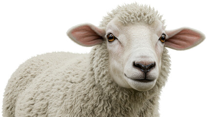 Isolated White Sheep Face Close-Up