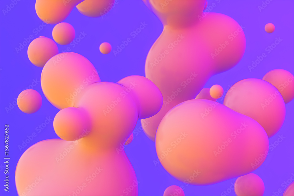 Aufkleber Abstract 3d art background with vibrant spheres floating. liquid blobs. soap bubbles.