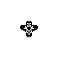 Abstract Cross Logo, Geometric Minimalist Design on White