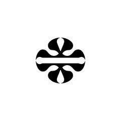 Abstract Black & White Floral Ornament on White Background