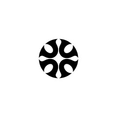 Minimalist Black & White Floral Motif on White Background