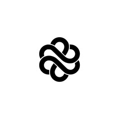 Fototapeta premium Abstract Knot Logo in Black on White, Minimalist Design, Modern Aesthetic