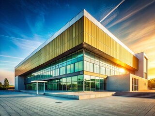 Fototapeta premium Minimalist City State University Building Architecture, Modern Campus Exterior