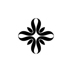 Elegant Minimalist Black Floral Emblem on White