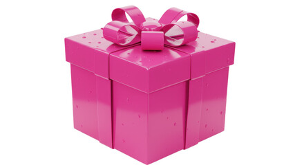 Isolated Pink Gift Box with Bow