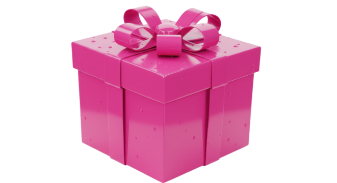 Isolated Pink Gift Box with Bow