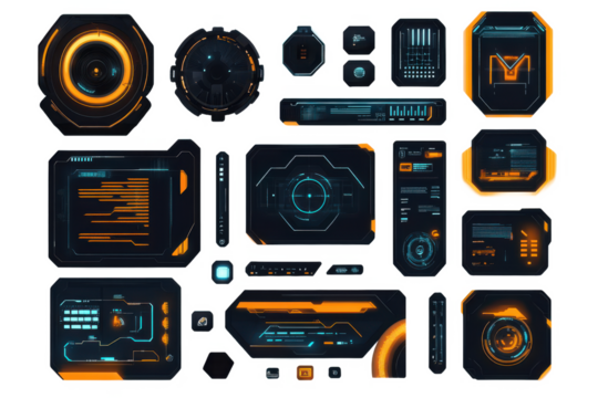 Media player icons isolated on transparent background. PNG