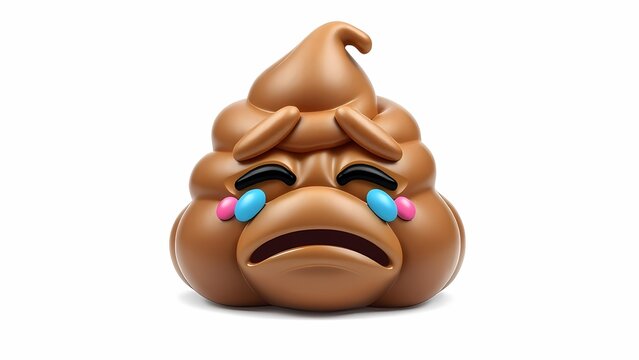 recommend clip art: Crying Poop Emoji Render with Tears Sad Expression Isolated on White