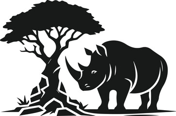 rhino animal vector silhouette