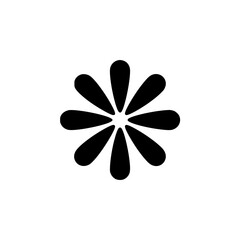 Minimalist Black Flower Icon on White Background: Graphic Design Element