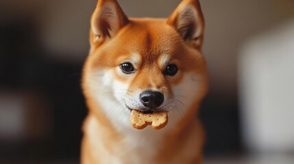 Adorable Shiba Inu with a Treat