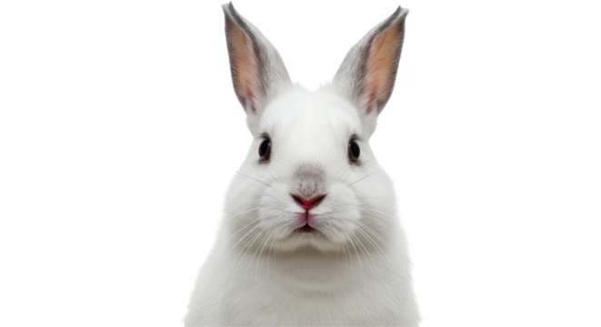Isolated White Rabbit Portrait