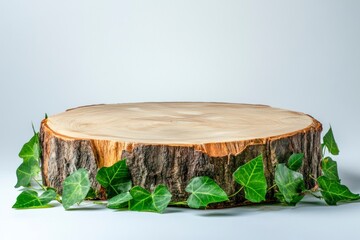 Displaying Rustic Wooden Podium Platform with Climbing Ivy Accent Decoration