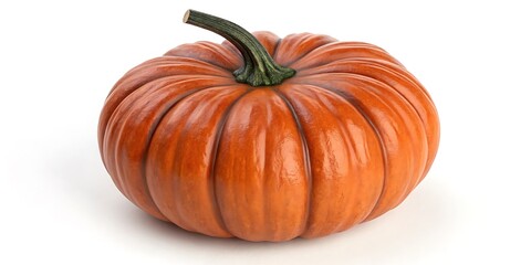 Obraz premium A Single Perfectly Formed Orange Pumpkin Isolated on White Background