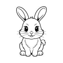 Adorable Cartoon Rabbit Illustration in Black and White