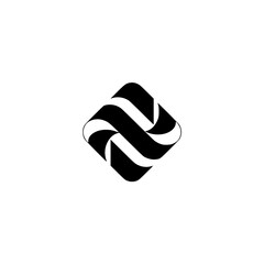 Abstract Geometric Ribbon Logo, Black and White Design