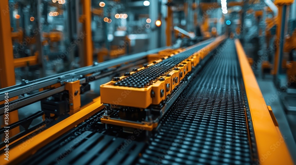 Poster streamlined factory automation optimizing industrial processes with innovative robotic conveyor syst