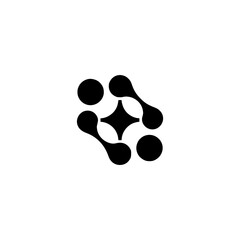 Abstract Black & White Molecular Network Logo on White