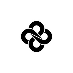 Elegant Black Intertwined Symbol on White, Modern Design