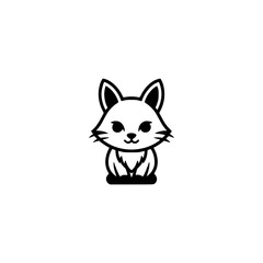 Minimalist Cartoon Fox Logo Design - Black and White on White Background