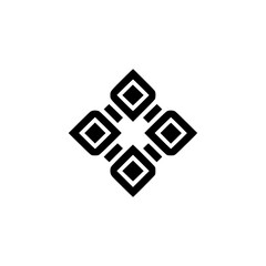 Geometric Floral Ornament Graphic in Black & White, Minimalist Design