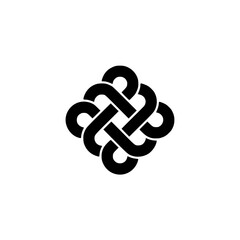 Intertwined Black Knot Logo on White Background