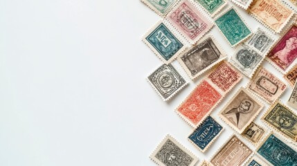 Vintage Stamp Collection Flatlay