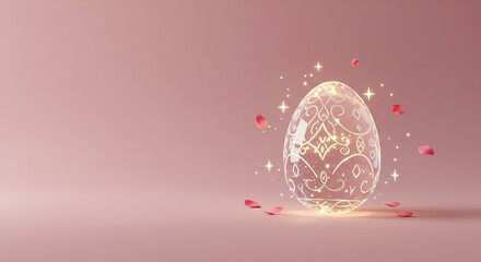 Obraz premium easter glowing egg with floral ornament