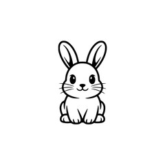 Cute Minimalist Black & White Cartoon Bunny Logo