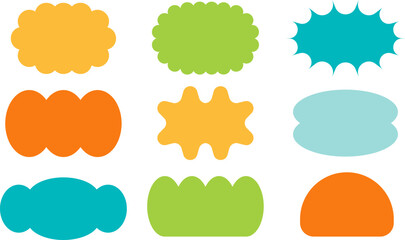 Fototapeta premium Colorful vector shapes in cloud, splash and capsule forms. Ideal for stickers, badges, modern web and print design