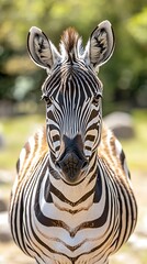 Naklejka premium Close-up of a zebra's head and shoulders